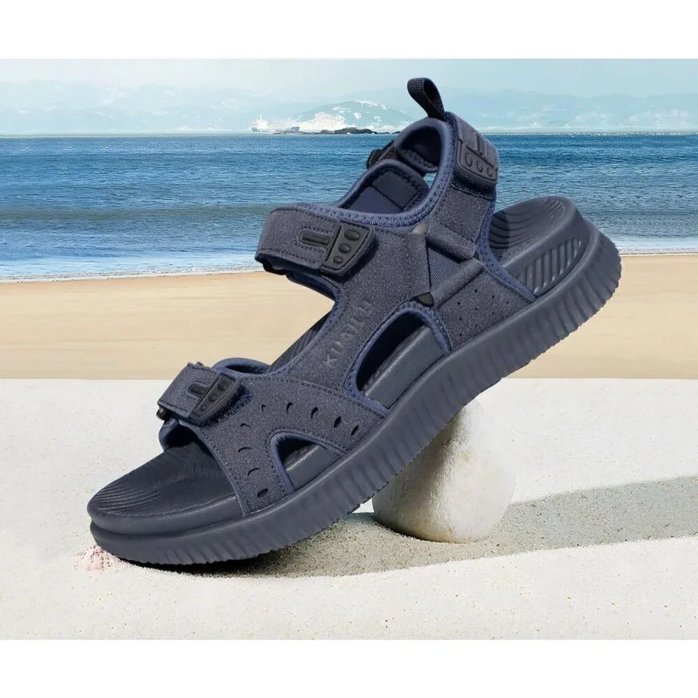 Casual Hiking Sandals Men's Dark Blue Athletic Sports Walking Fisherman Shoes